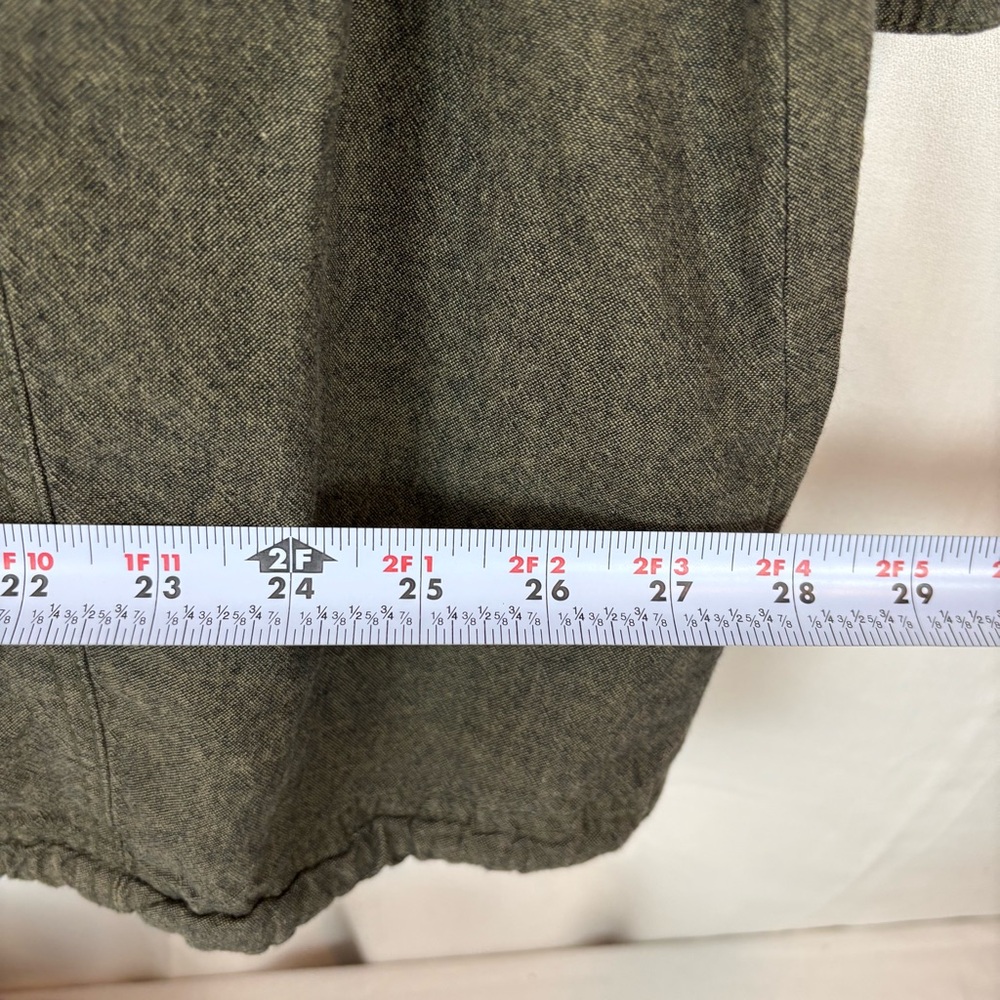 DKNY Olive Linen Trench Jacket w\ Belted Waist 4 Pockets 3/4 Sleeve Roll | Small - Picture 12 of 16
